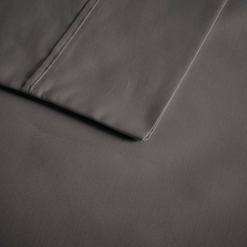 Cooling Cotton Blend Sheet Set, King Sheet Set with 2 Pillowcases, Charcoal
