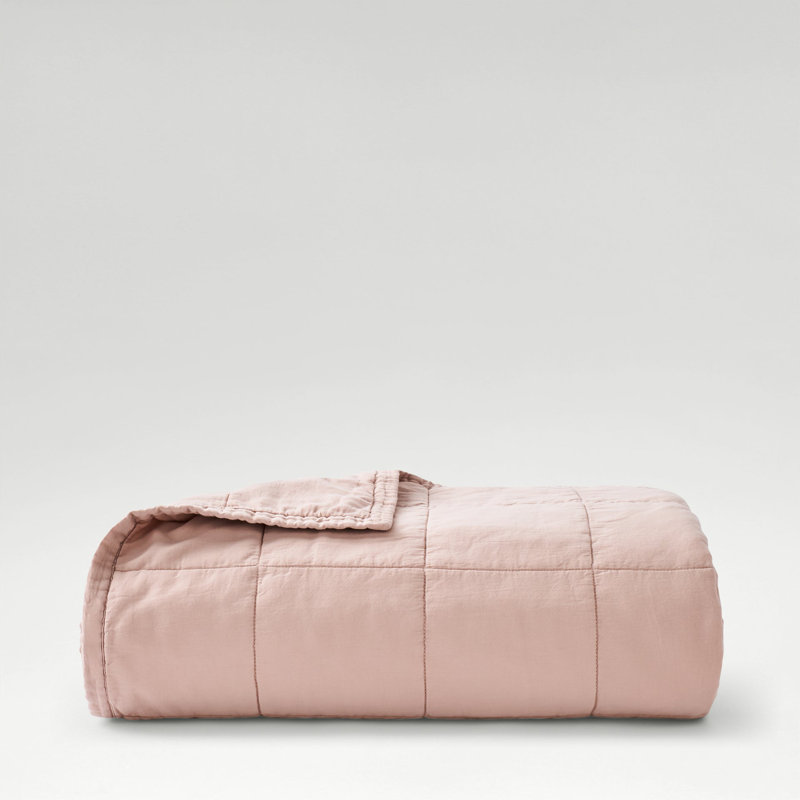 Laundered Cotton Throw Blanket, Pink