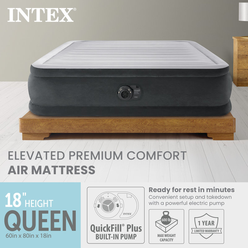 Lit gonflable surélevé 18 po avec pompe électrique interne Intex, Grand