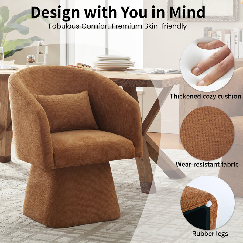 Upholstered Swivel Barrel Accent Chairs (Set Of 2), Orange
