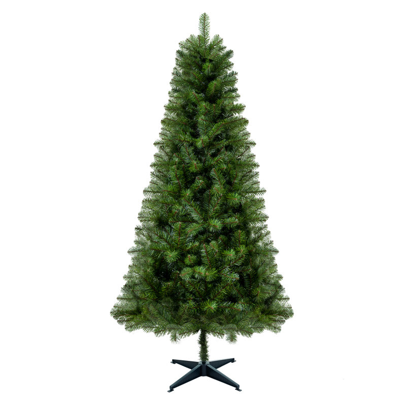 Arbre de Noël artificiel non éclairé 6 pi avec 490 pointes en PVC et support à 4 pieds - Décoration de Noël intérieure verte classique