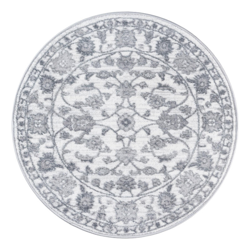 Musselman Rug, Round 3'3", White Gray