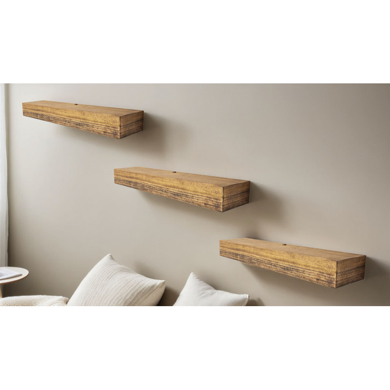  Poplar Floating Shelves, 3" H x 64" W x 6" D