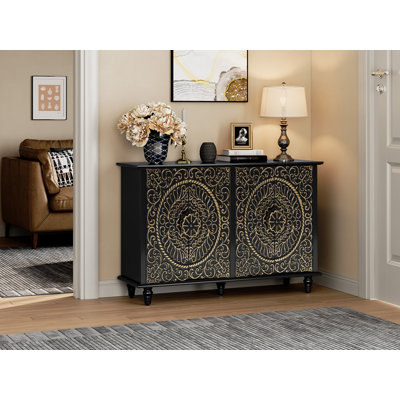 Gwennan 47.7" Wide Decorative Accent Storage Cabinet with 4 Doors