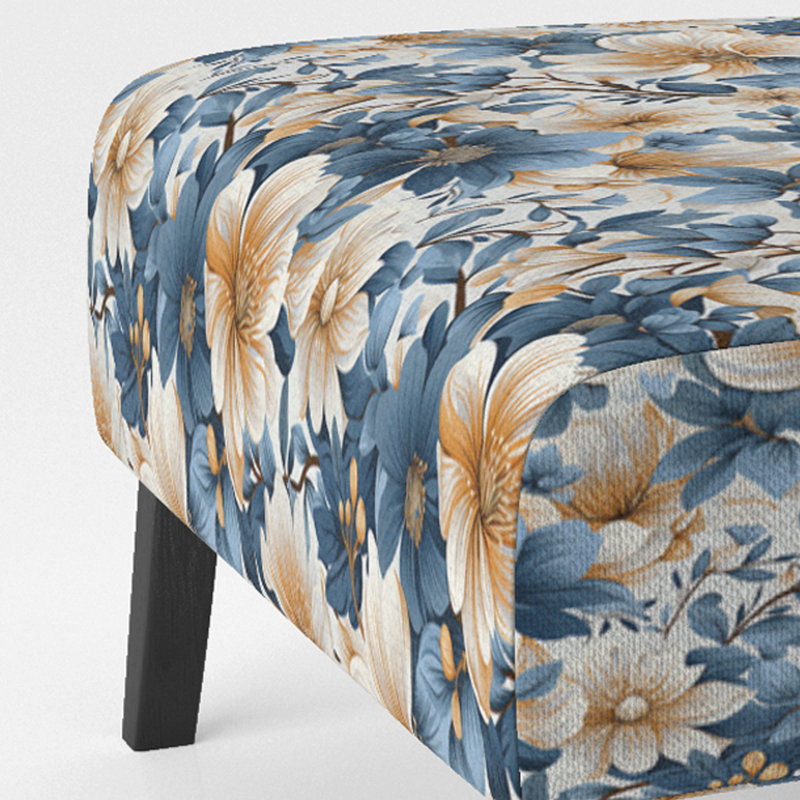 Fauteuil de chambre bleu rétro Finesse Floral Motif III - rembourré Cottage