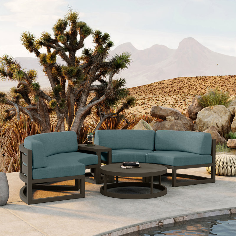 Avion Outdoor 4 - Piece Conversation Set, Cast Lagoon Sunbrella® Plainweave, Slate