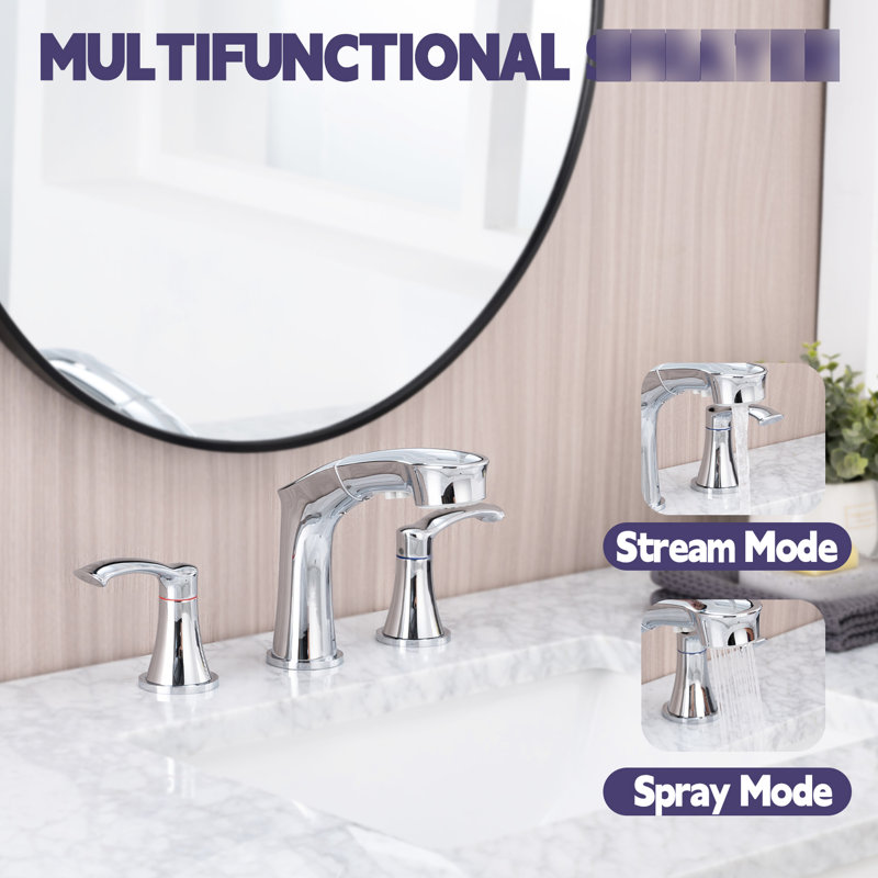 2 Bathroom Sink Valve - Stainless Steel, Allows For Precise Water Control Steel Tap 2 Handles, Meets Your Needs