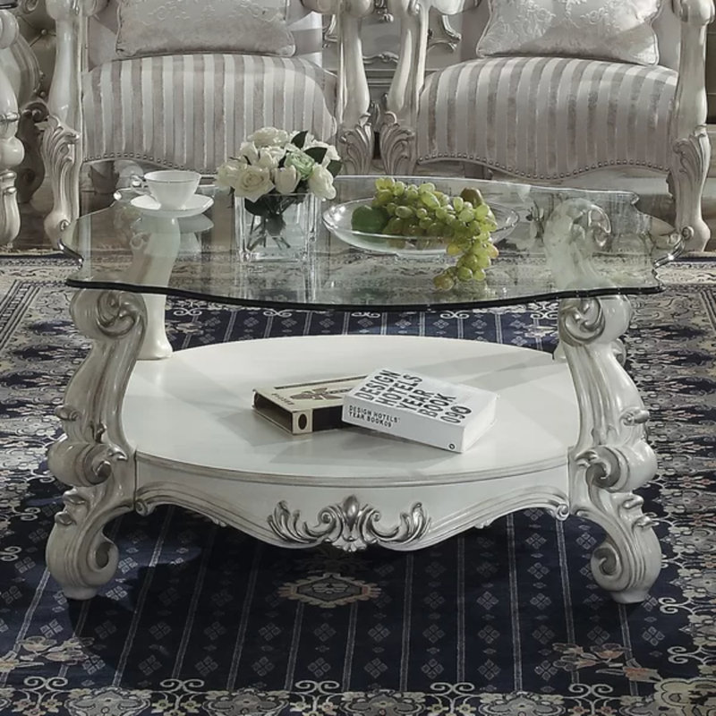 Glass Top Coffee Table, White