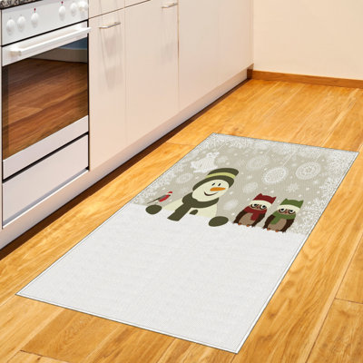 Snowman Christmas High Density Long Fiber Poly Threads Decorative Area Rug Carpet