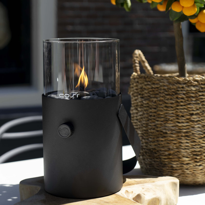 Himanshu Metal Propane Outdoor Tabletop Fireplace with Flame Guard, Matte Black