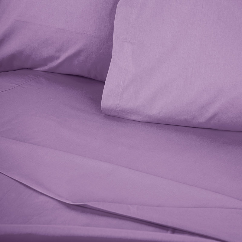 King Fitted Sheet, 100% Cotton Ranforce, 70.9 x 78.7 x 11.8 inches | 155 Thread Count, Soft Lilac Color | Machine Washable at 86°F | Luxurious Comfort and Durable Quality for a Restful Sleep