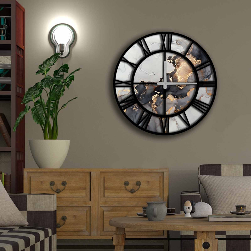 Horloge murale décorative élégante, 19,7 po de diamètre, 100% panneau de fibres à densité moyenne avec une épaisseur de 0,2 po | Nécessite 1 pile AA (non incluse) | Parfait pour la décoration intérieure, l'esthétique moderne et l'élégance intemporelle