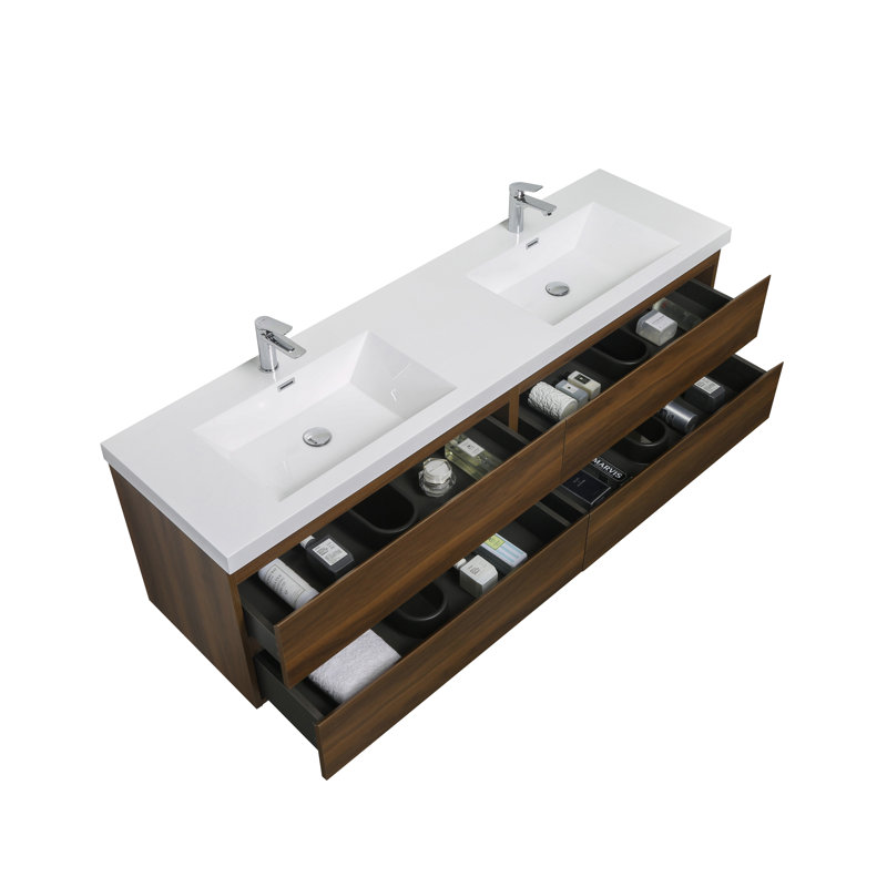 Ensemble de meuble-lavabo double mural 71 "