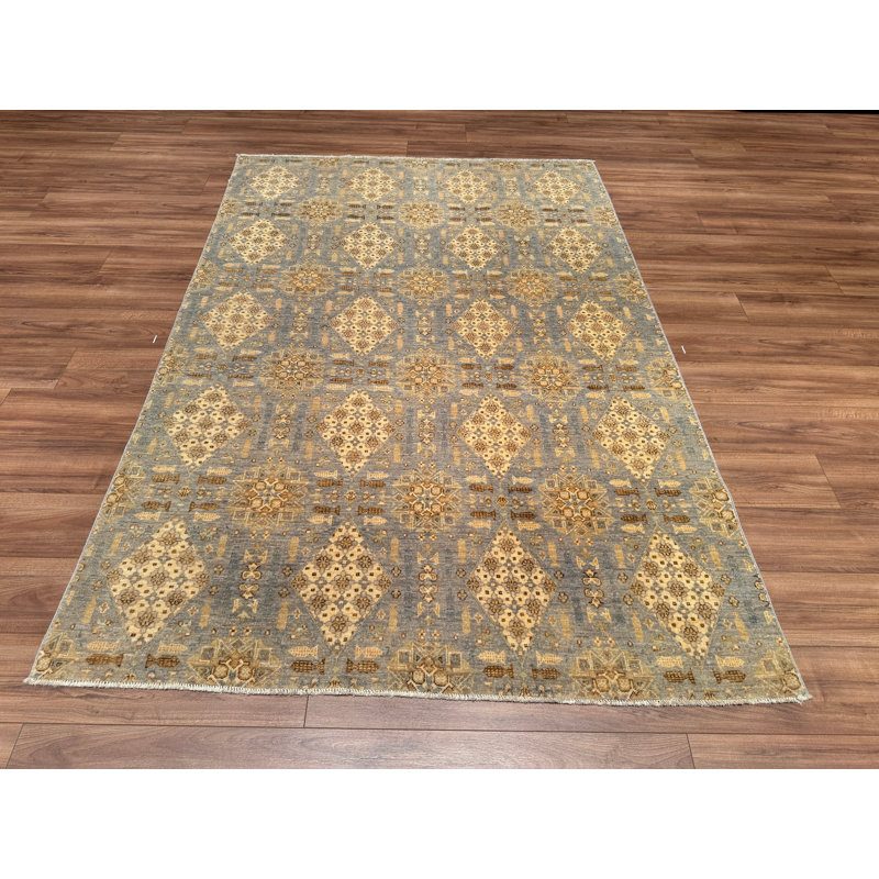 Tapis en laine et coton gris noué à la main Original Original