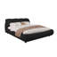Lit plateforme tapissier de luxe noir, grand lit, avec tête de lit rembourrée surdimensionnée et tissu lisse noir, tête de lit coussinée, aucun sommier tapissier nécessaire
