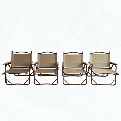 Ensemble de 4 chaises portatives pliables pour enfants, structure en aluminium, grain de chêne, accoudoirs en bois de hêtre