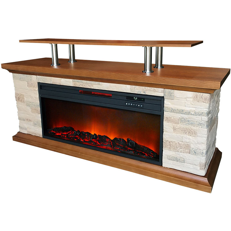 60'' W Traditional Faux Stone Electric Fireplace with 5118 BTU