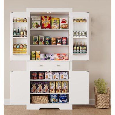 Tall Kitchen Pantry Storage Cabinet, Kitchen Storage Cabinet With A Large Drawer, 2 Cabinets by Winston Porter