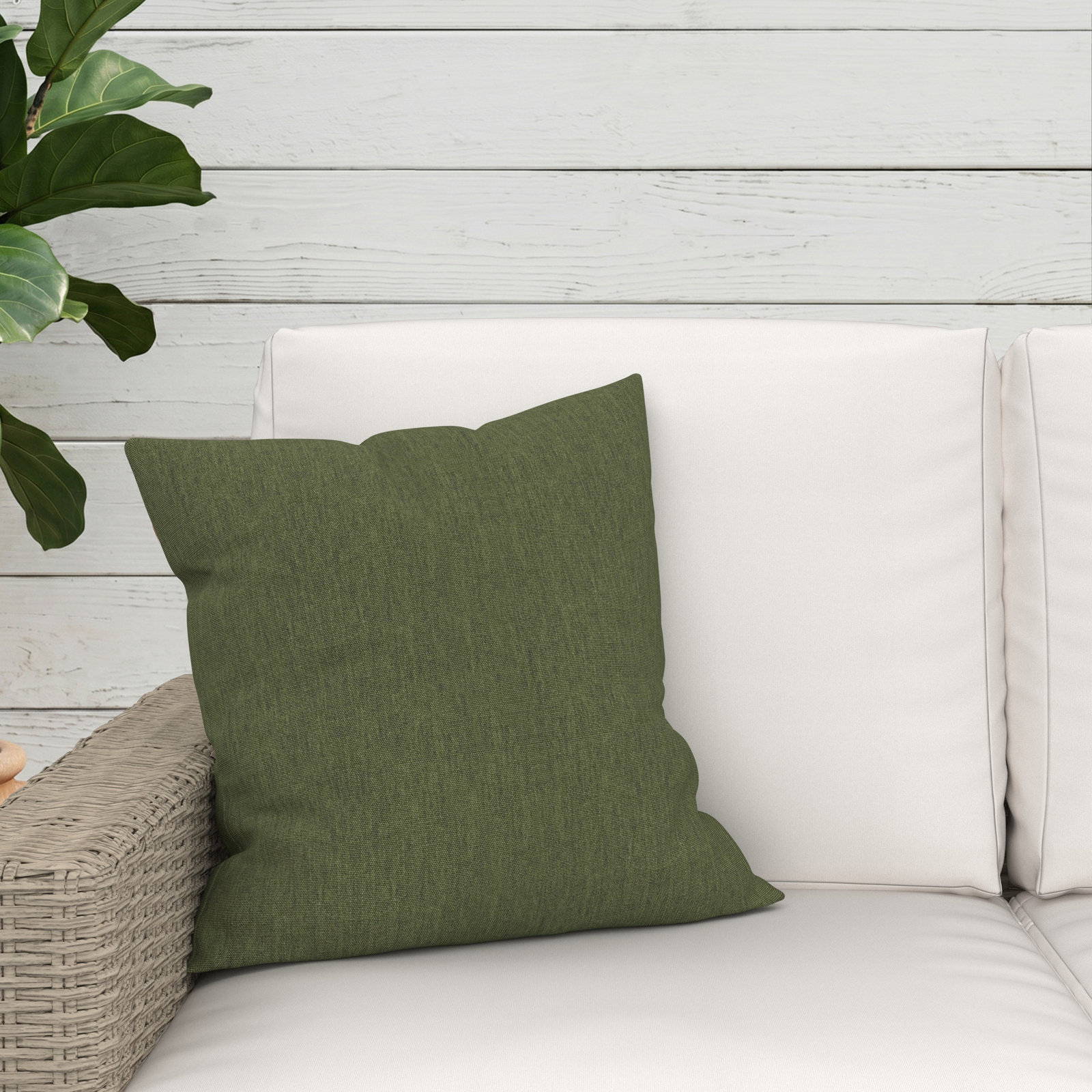 Indoor/Outdoor Throw Pillow, Square 18", Sunbrella Canvas Fern