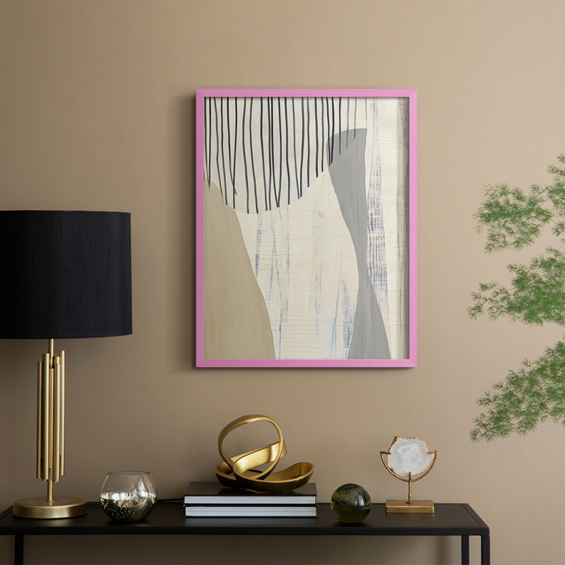 Impression abstraite encadrée XLIX - prête à être accrochée - fabriquée aux États-Unis, H 14 po x l 11 po, Rose