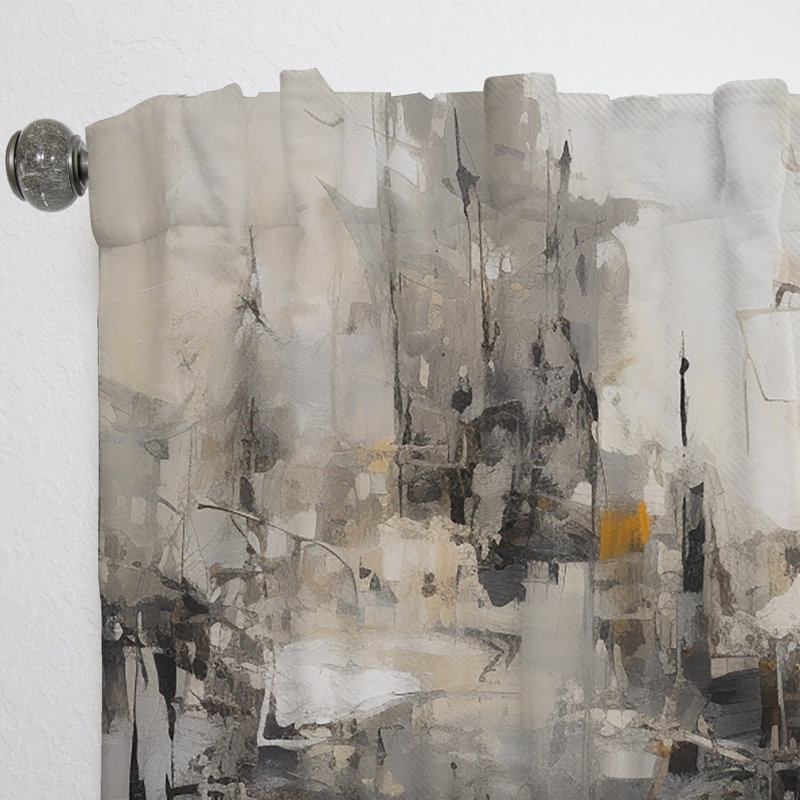 Kya - Rideaux abstraits - Monde obscur intérieur gris Marble I - Velours obscurcissant - 1 panneau, L 52 po x L 84 po