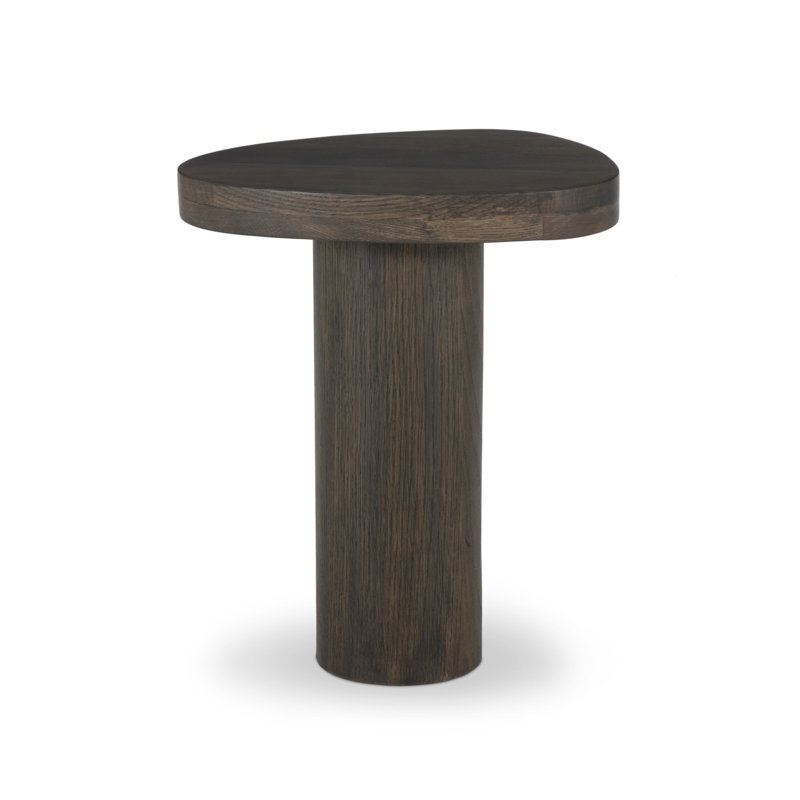 Zion End Table-Merlot Marble, Grey Tobacco Oak, Solid Wood