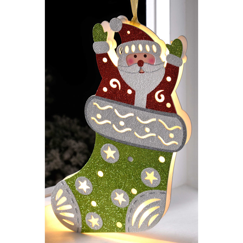 44cm Wood Lighted Hanging Figurine Ornament