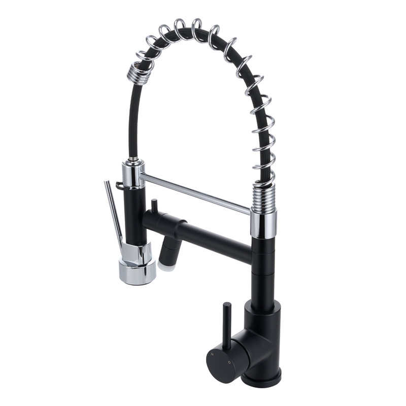 Belfry Kitchen Pull Out Kitchen Faucet, Chrome/Black
