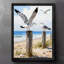 Art mural rétro noir encadré de mouette sur la plage, impressions de style rétro-138769524