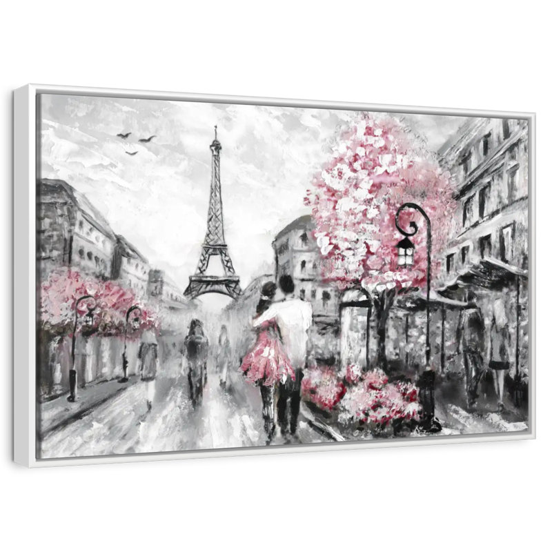 Rose Paris, Cadre flottant blanc, 31 po x 21 po