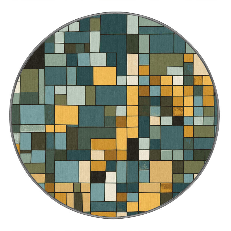 Colored Patchwork Rug, Round 4'