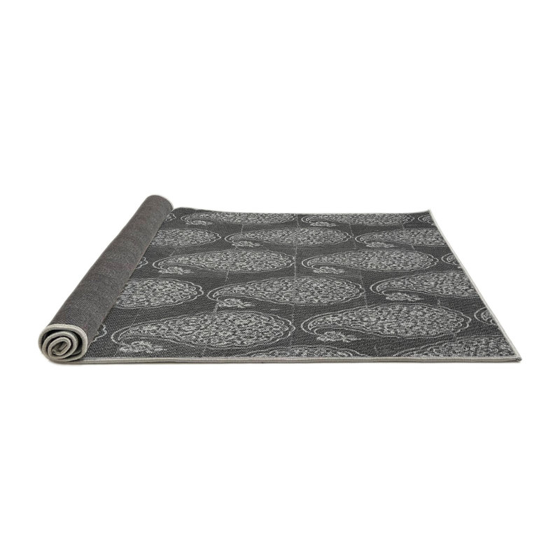 Tapis gris en laine à motif cachemire, Rond 6 pi