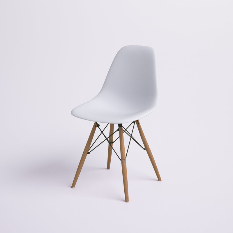 Chaise d'appoint en plastique Wrenshall, Blanc/naturel