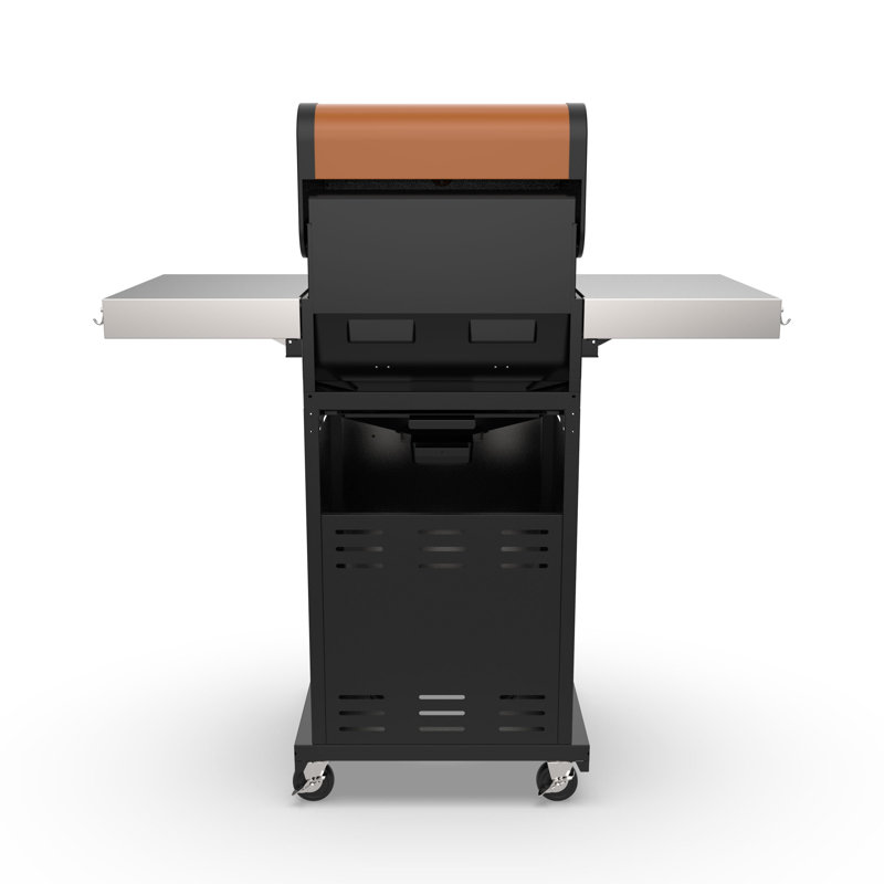 Permasteel 2-Burner Compact Propane Gas Grill with Foldable Side Tables and Grilling Tool Hooks, Copper