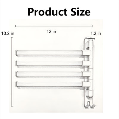 Rotatable Stainless Steel Towel Bar, Heavy Duty Rustproof Bathroom Towel Holder with Anti-Slip End Caps