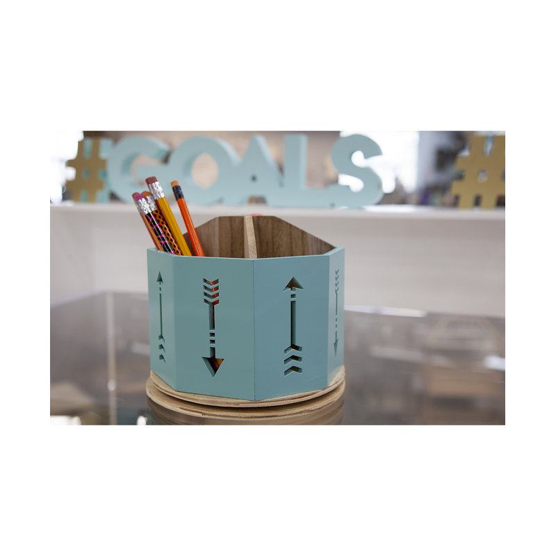 Porte-stylo fixe de bureau Brianne, Bleu sarcelle