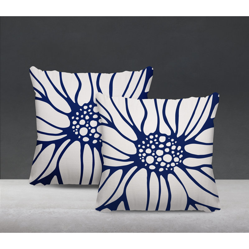 Housse et insert de coussin décoratif intérieur / extérieur en mélange de polyester, L 19 po x H 19 po, Bleu marine