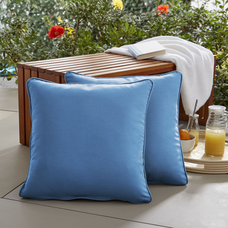 Selene Outdoor Reversible Throw Pillow, 24" H x 24" W, Blue