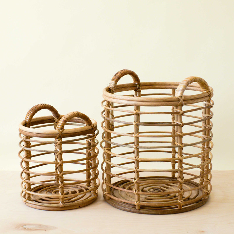 Rattan Cylinder Basket, nested set of 2