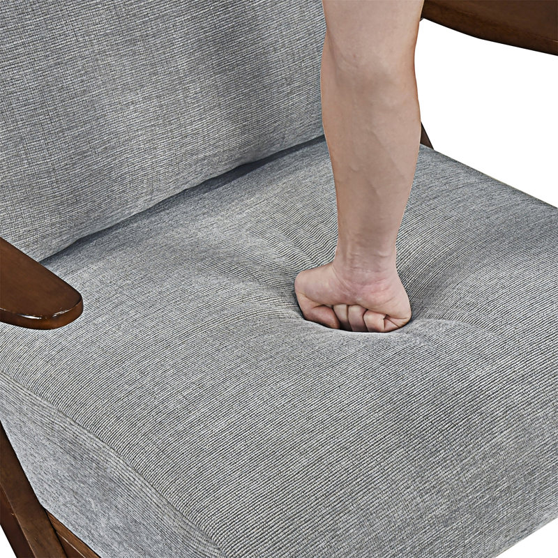 Upholstery Accent Chair Armchair, Gray, Brown Wood