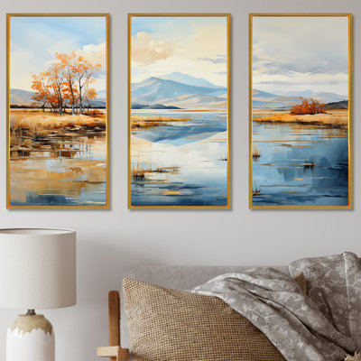 Lacs, rivières, minimalisme, ensemble d'art sur toile