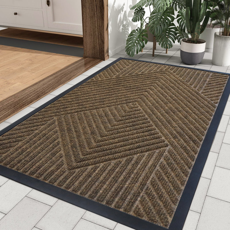 Tapis de porte d'extérieur antidérapant Lodewyk, L 24 po x L 35 po, Kaki