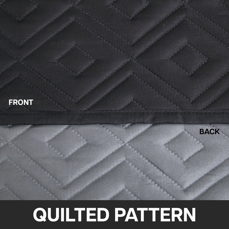 Quilted Pattern Reversible Waterproof Sofa Protector Slipcover, Black/Dark Grey, 179cm H x 165cm W - (1 Seater)