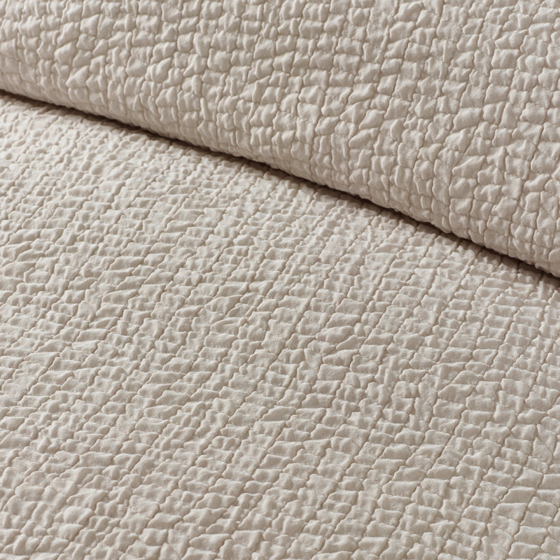 Crinkle Seersucker Duvet Cover Set, Natural, Kingsize Bedspread + 2 Standard Pillowcases