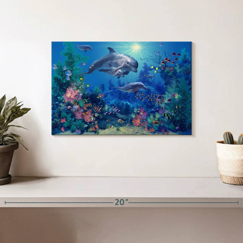Aletra la famille des dauphins, H 8 po x l 12 po