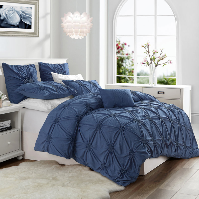 Microfiber Duvet Cover Set, Indigo, Twin Duvet Cover + 1 Sham