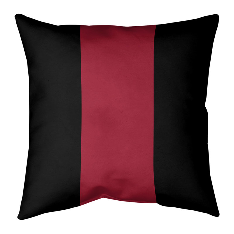 Coussin en lin rayé Arizona baseball, 16 po x 1 po, Noir / Rouge, Polyester/ Bourre en polyester
