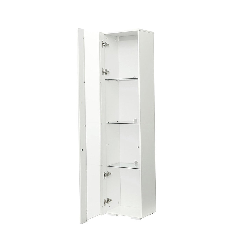 Armoire latérale avec éclairage en bande d'aluminium, White