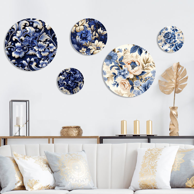 Bodmin - Ensemble d'art mural floral rond et floral de 5