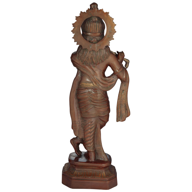 Statue cannelée Krishna, Brun / or